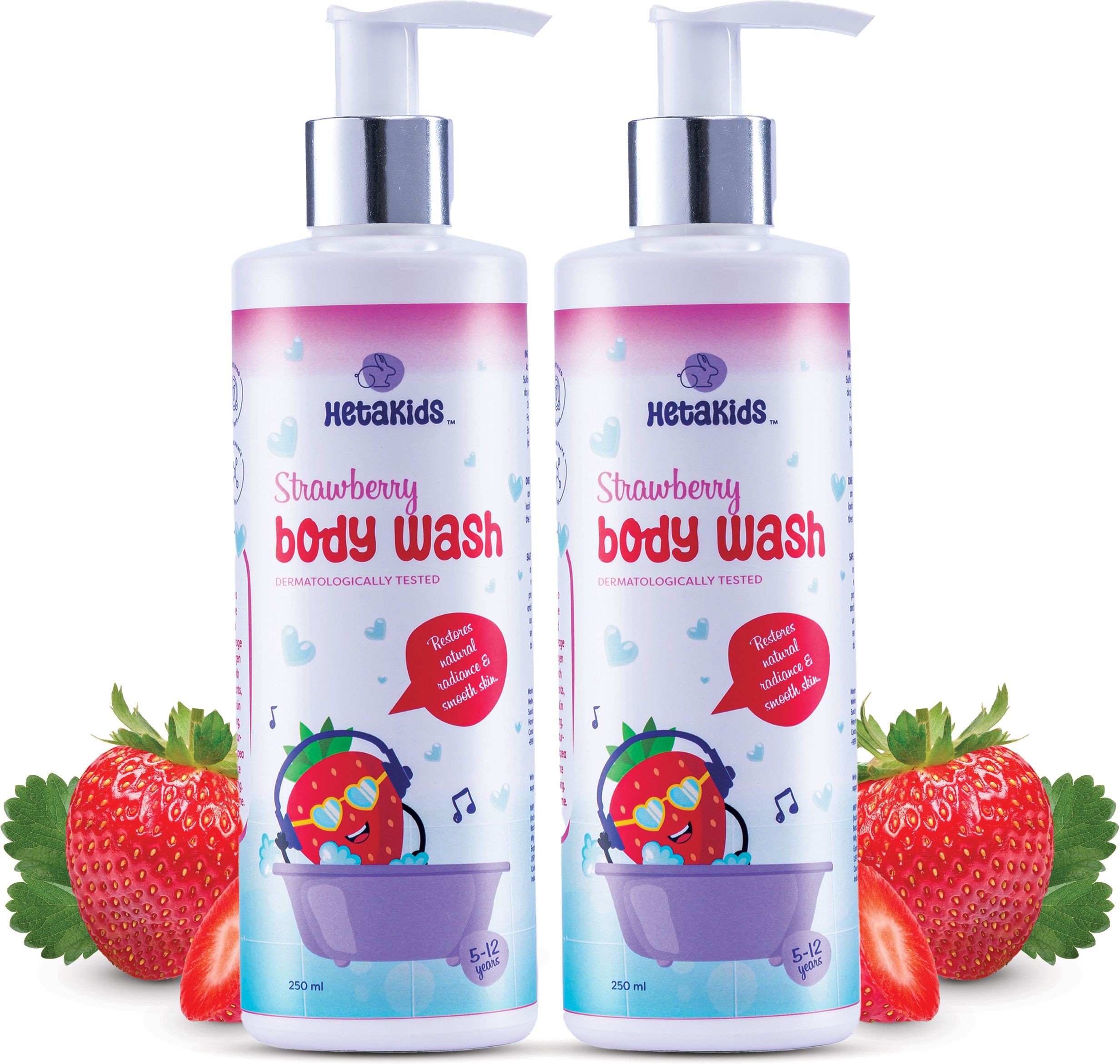 Strawberry Natural Kids Body Wash No Tears for Kids Soft Skin Pump Pack-image-1