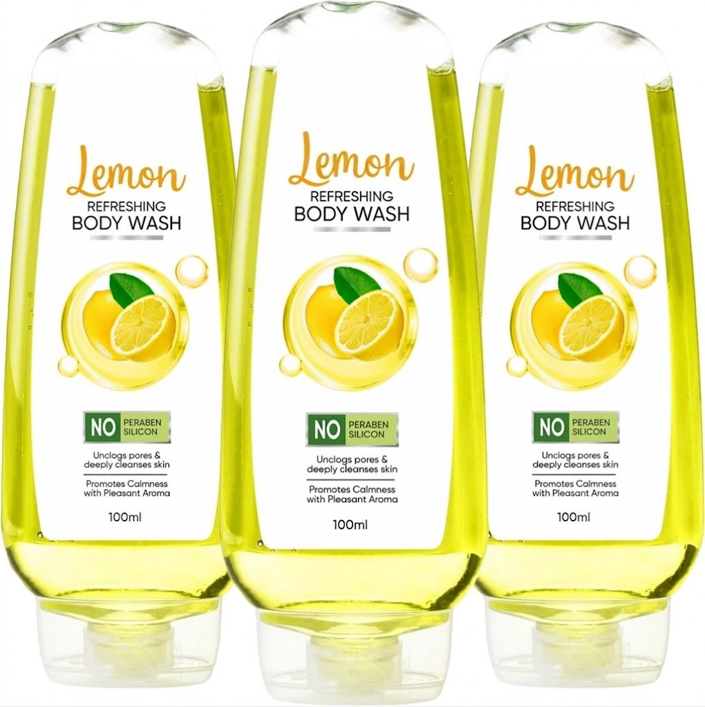 Lemon Skin Refreshing Body wash Shower Gel (3 x 100 ml)-image-4