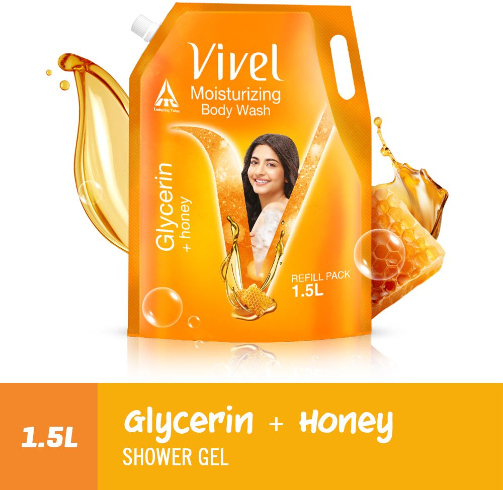 Glycerin & Honey Body Wash Shower Gel, for Soft, Glowing & Moisturized Skin