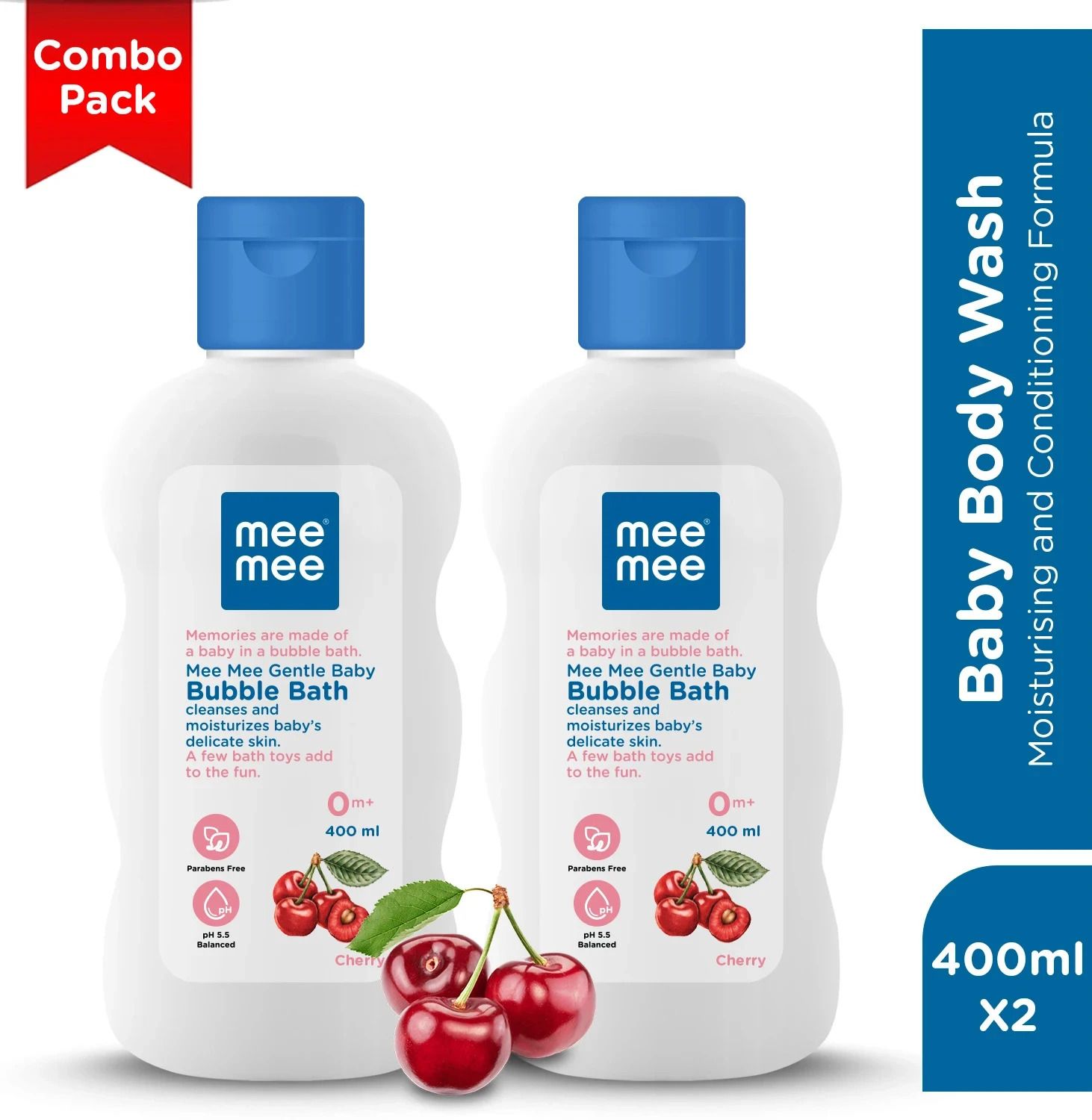 meemee Gentle baby Bubble bath cherry extracts, dermatological tested 2 X 400-picture-47