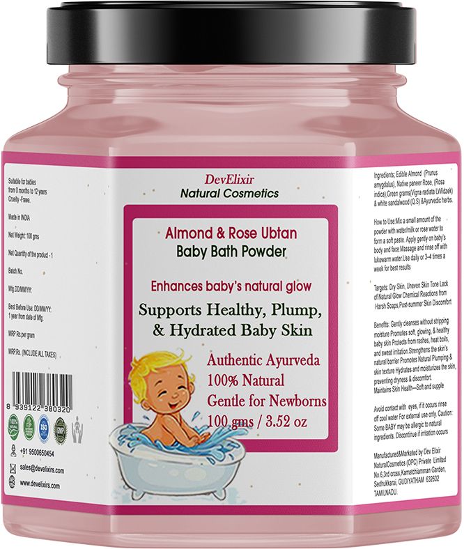 Baby Bath Powder Almond & Rose Ubtan | Enhances Baby’s Natural Glow—Unisex-image-47
