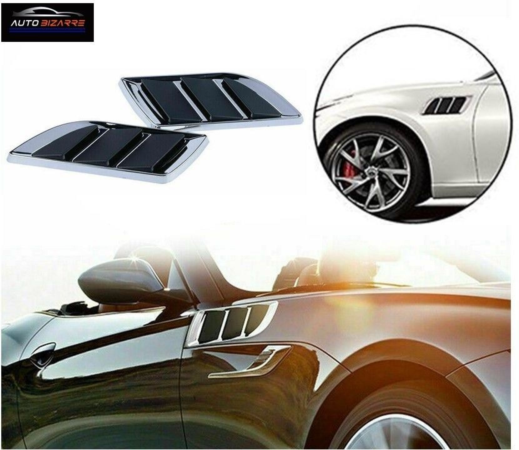 Car Styling Decorative Side Vents Air Flow Duct Stickers with Chrome Side Scoop