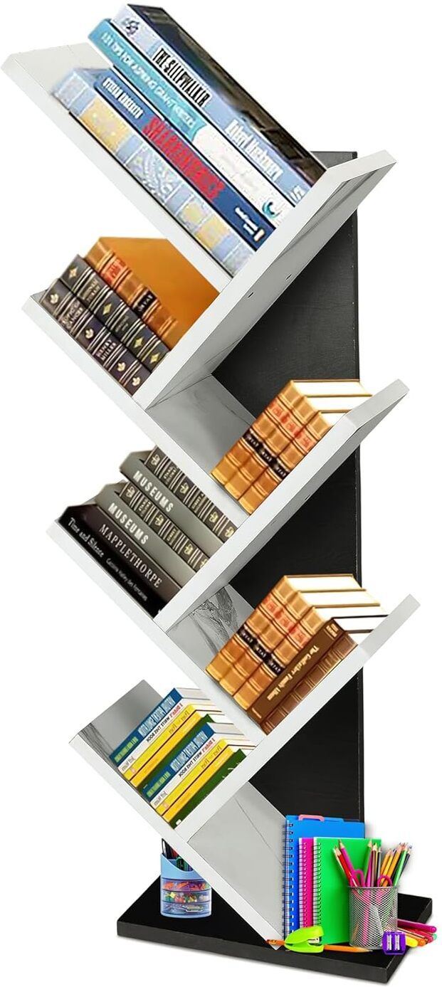 sbf furniture 7-Tier Book Rack, Storage of Book case, Free-Standing Books Holder Engineered Wood Open Book Shelf-picture-0