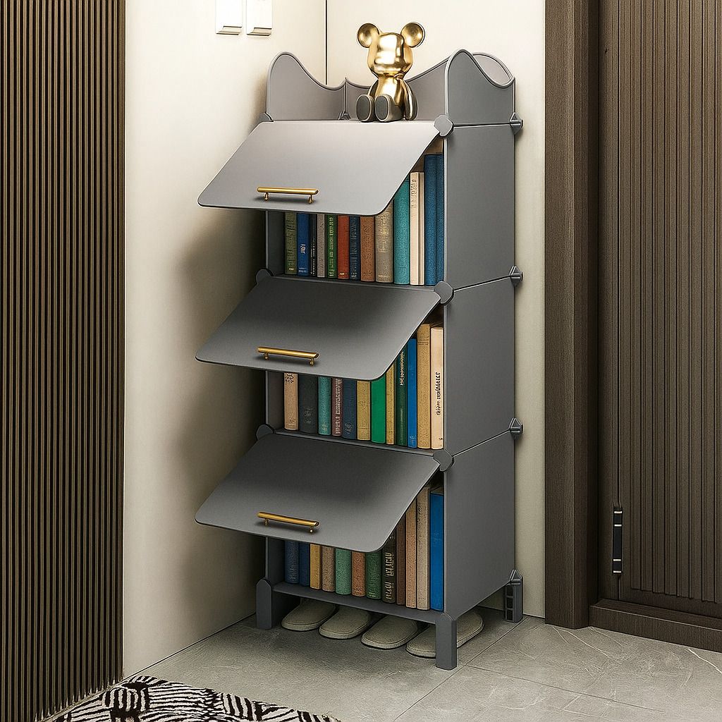 6 Layer Simple Bookshelf/Multipurpose Rack/Children Bookcases/File Rack Office Metal Open Book Shelf-image-17