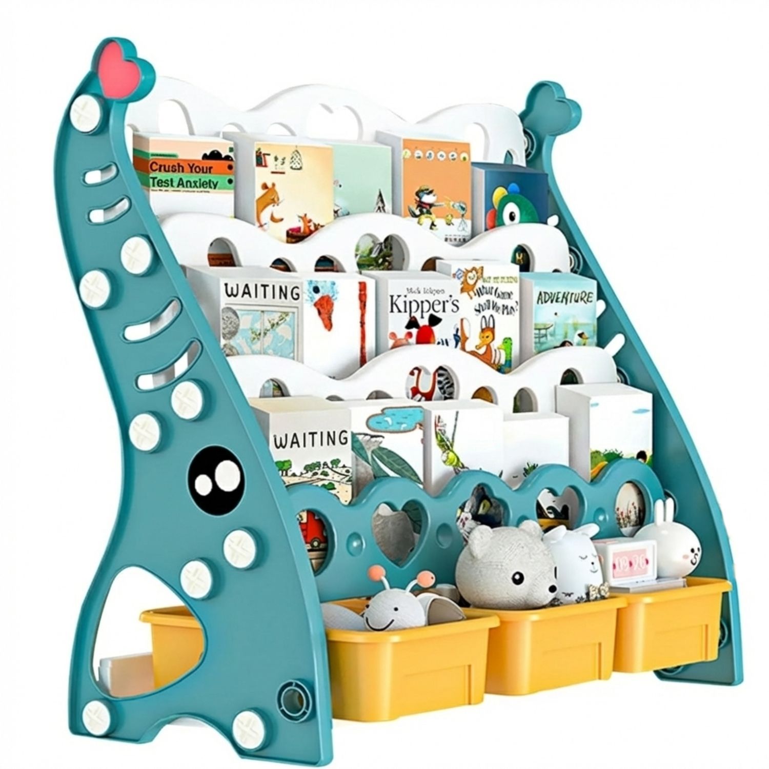 metreno Book Shelfs for Kids Room Plastic Book Shelf Rack Book Storage Organizer Plastic Open Book Shelf-picture-13