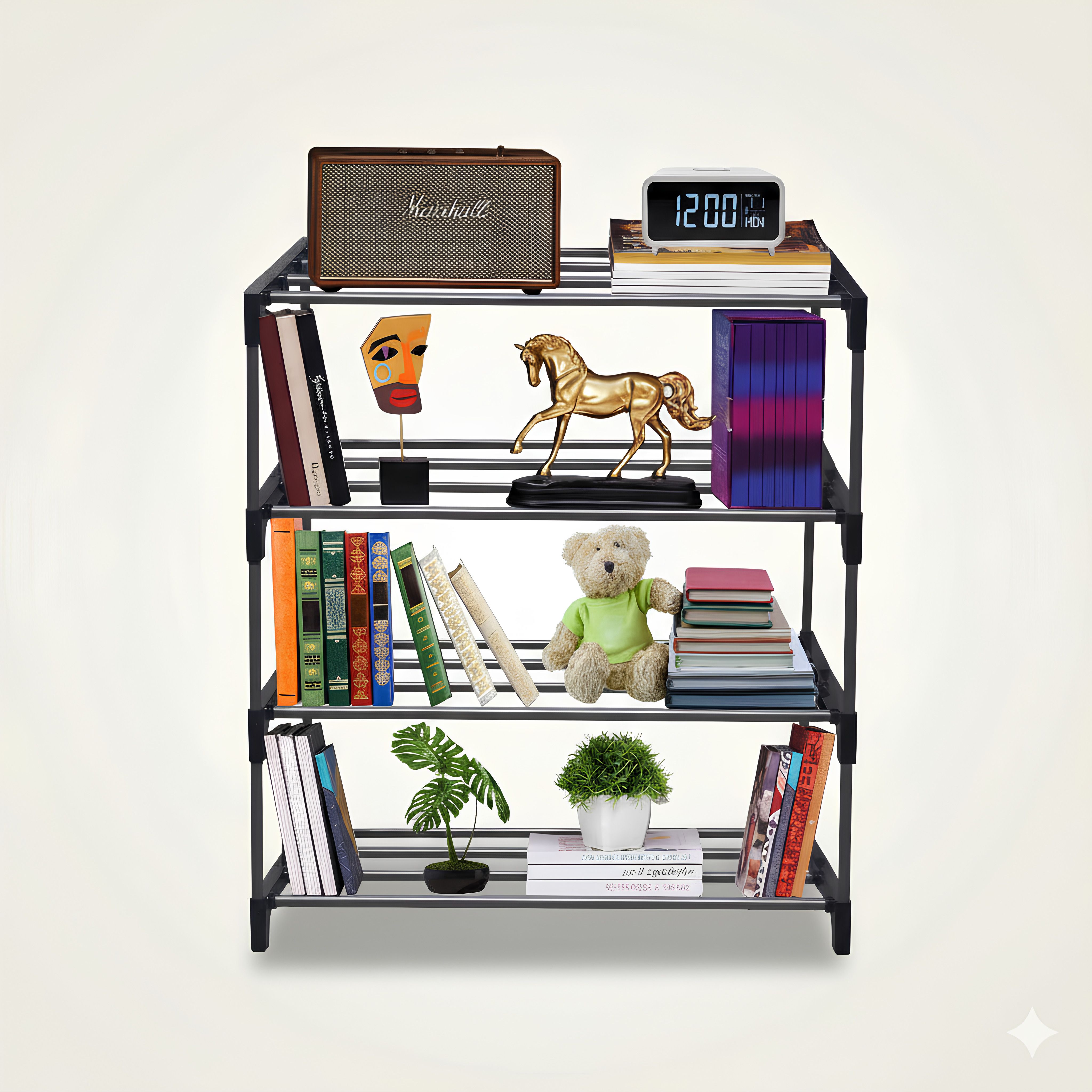 4 layer bookshelf for home office bookcase Plastic Plastic Open Book Shelf