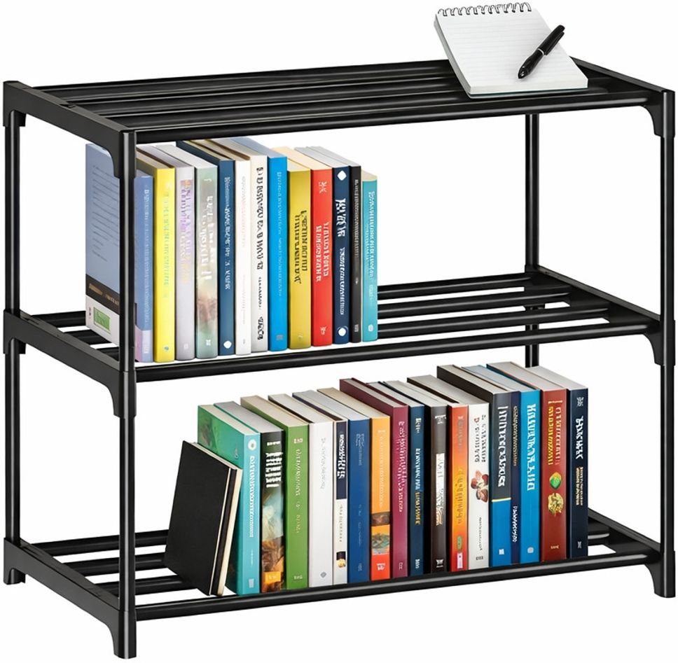 primiza PVC 3 Tier Shelf Book Organizer/Shoe/Pentry/Kitchen/Book/Clothes Rack Plastic Open Book Shelf-picture-23