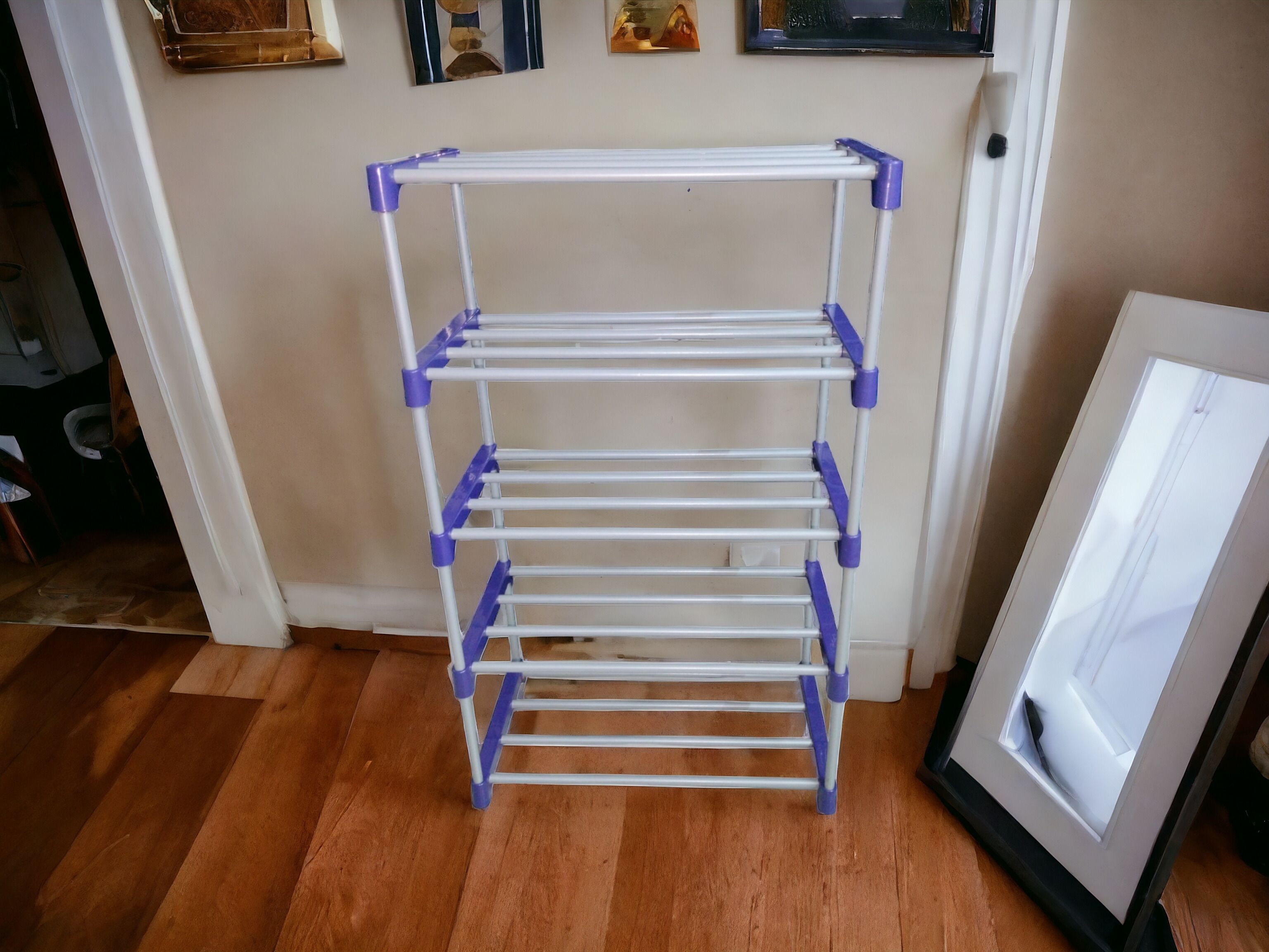 Book Stand, Home Decor Storage Rack Showcase Organizer for Living Room, Office Metal Open Book Shelf-image-8
