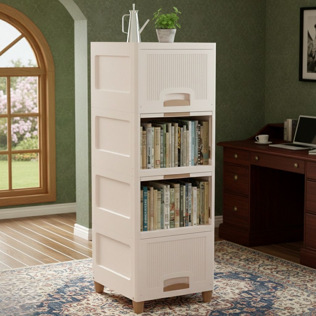 suptikes Multipurpose Space Saving Plastic Cabinet Rack Plastic Open Book Shelf-picture-15