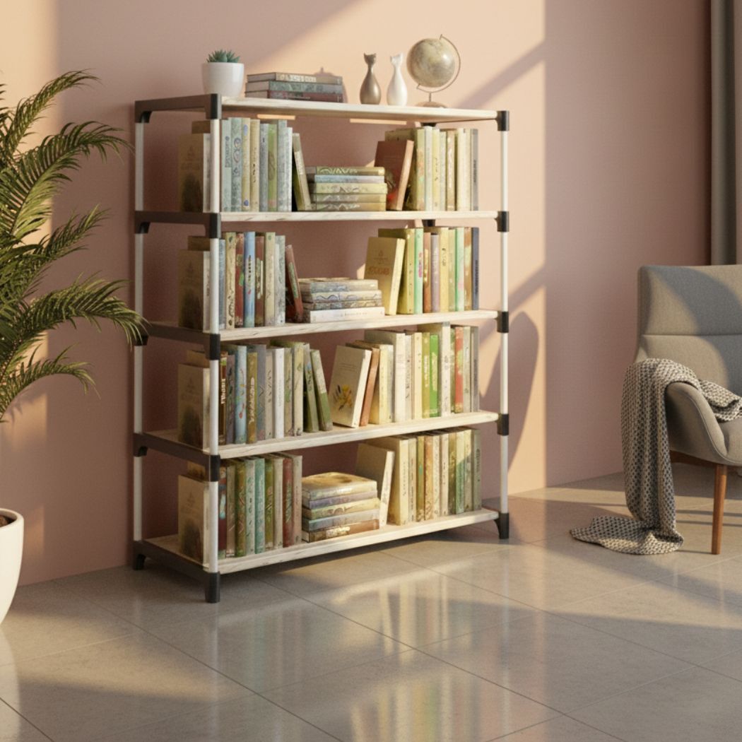 ShoeMax Five Layer Stand Plastic Open Book Shelf