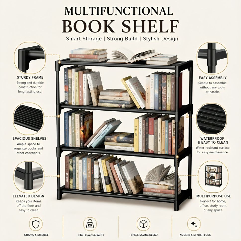 Premium Multipurpose Plastic Semi-Open Book Shelf-image-19