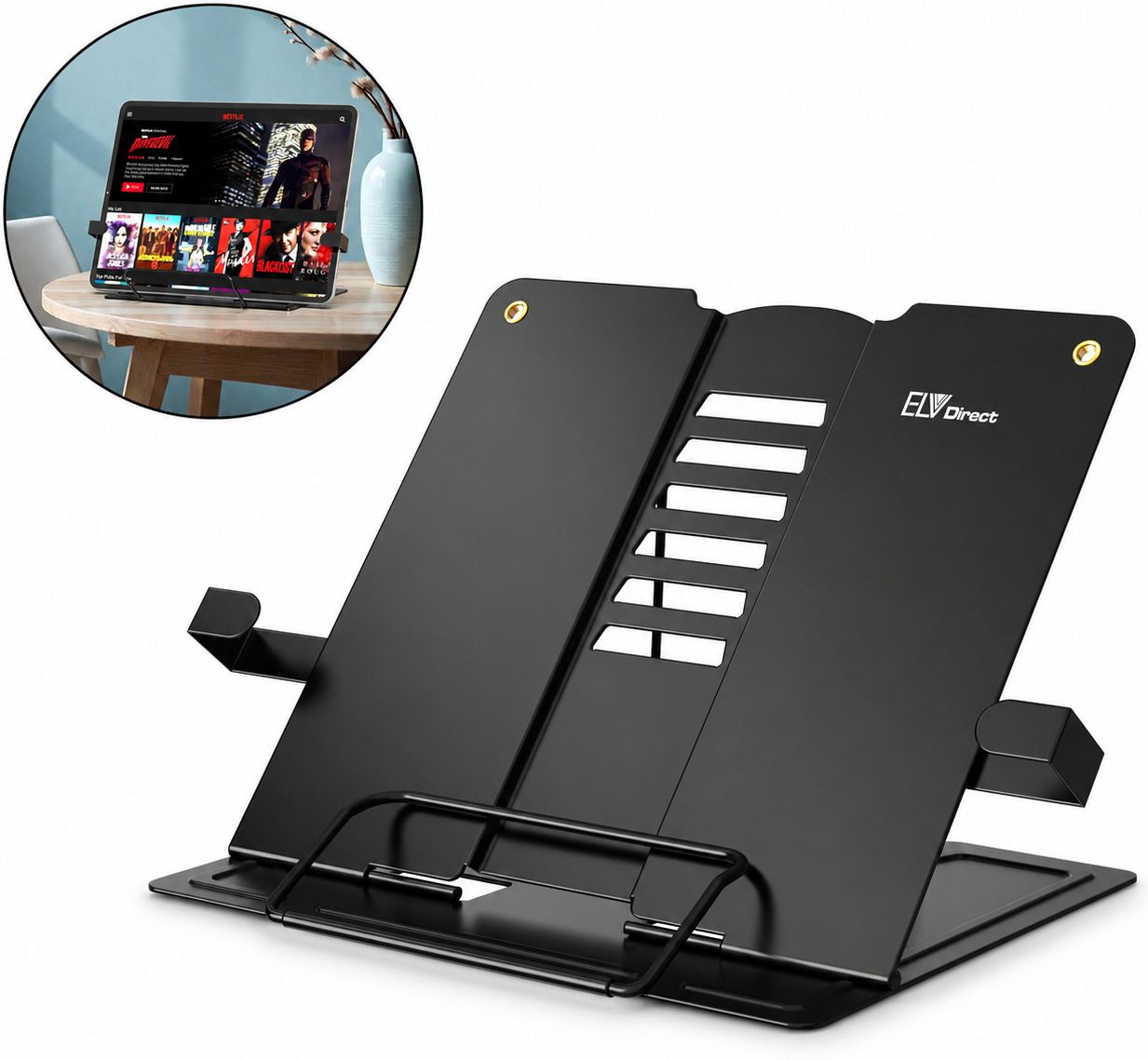 elv direct Adjustable Metal Book Reading Stand Metal Semi-Open Book Shelf-picture-38