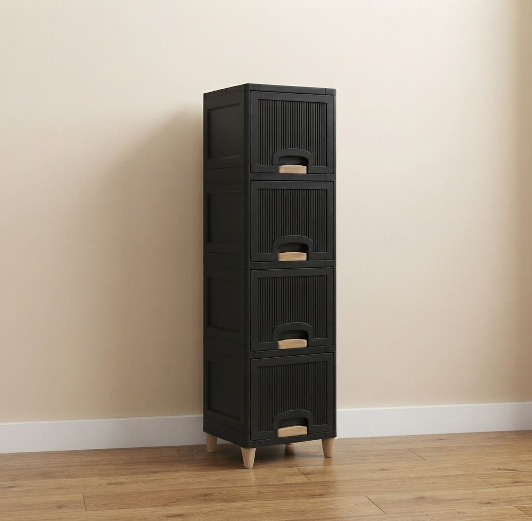 Multi Layer Plastic Drawer Cabinet Organizer for Home Plastic Open Book Shelf-image-3