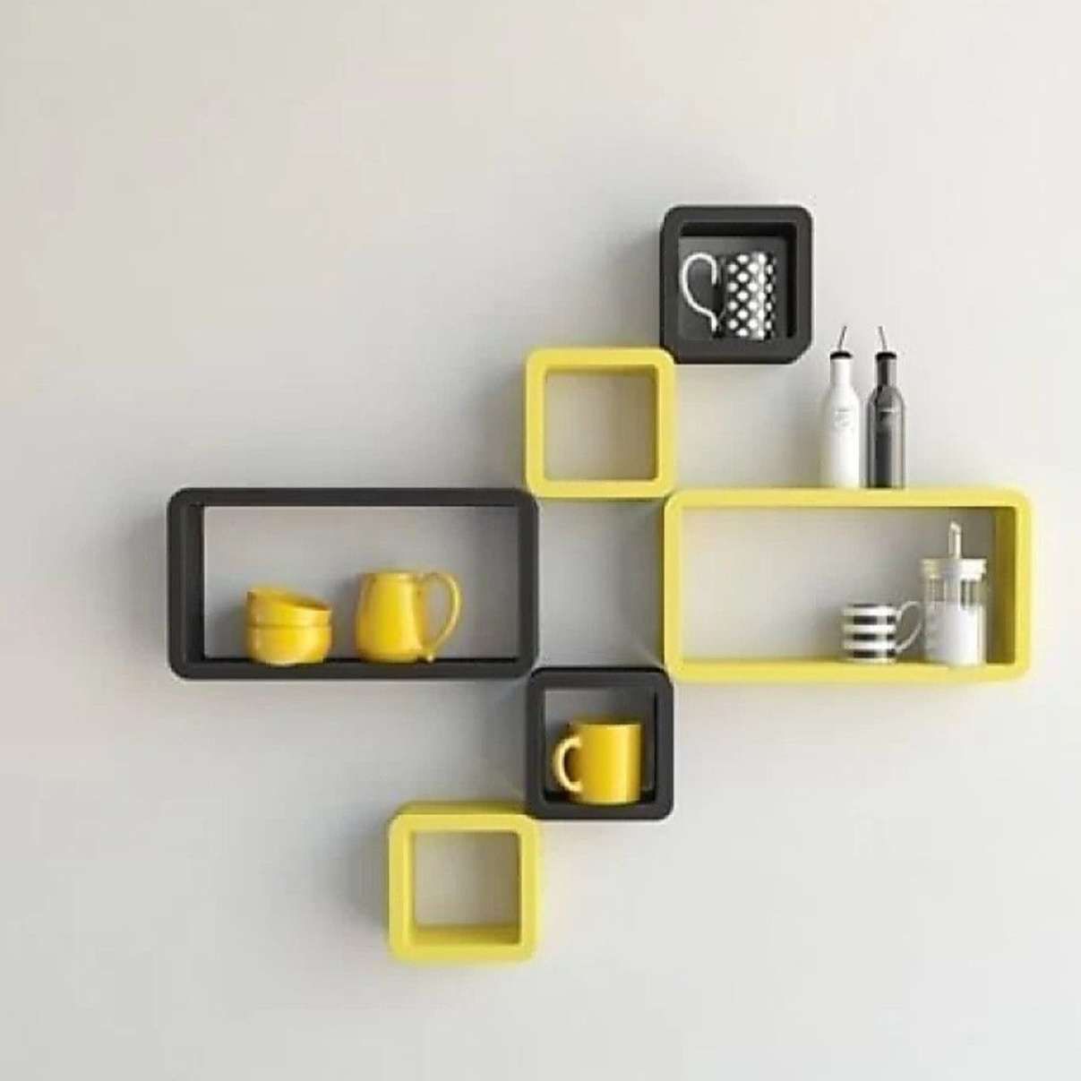 Geometric Wall Shelf Series Solid Wood Open Book Shelf-image-13
