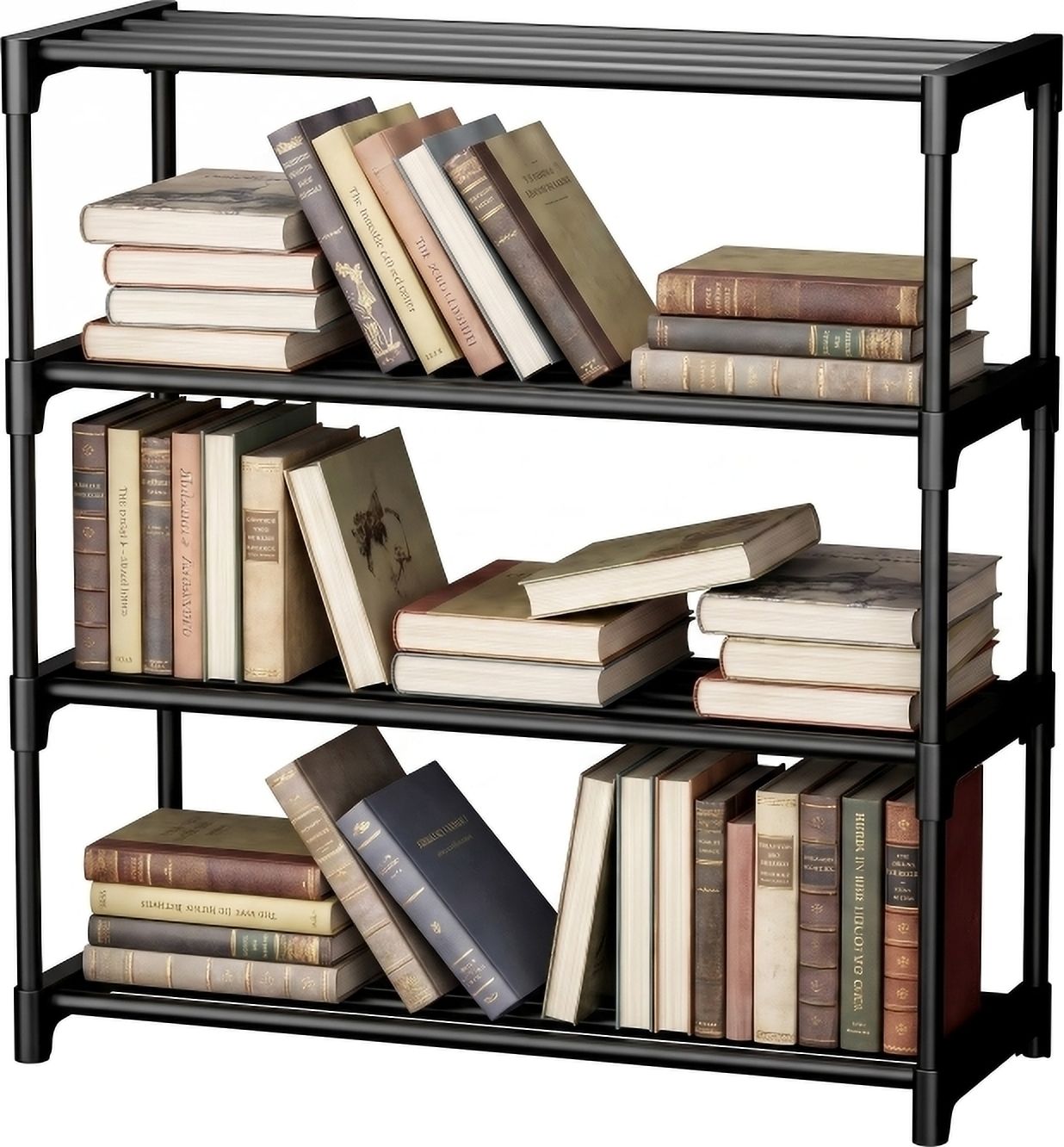 Modern Book Organizer Rack Plastic Semi-Open Book Shelf-image-1
