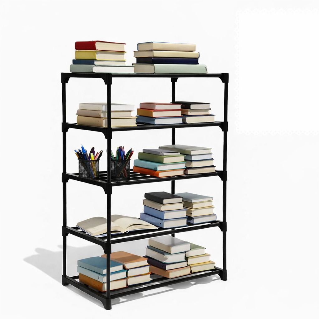 primiza PVC 5 Tier Shelf Book Organizer/Shoe/Pentry/Kitchen/Book/Clothes Rack Plastic Open Book Shelf-picture-14