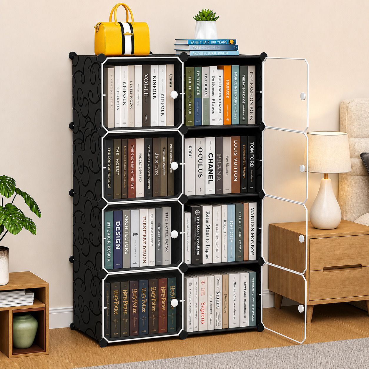 hayosha 8-Door 8-Shelf Plastic Adults Book Organizer Multipurpose Metal Open Book Shelf-picture-20