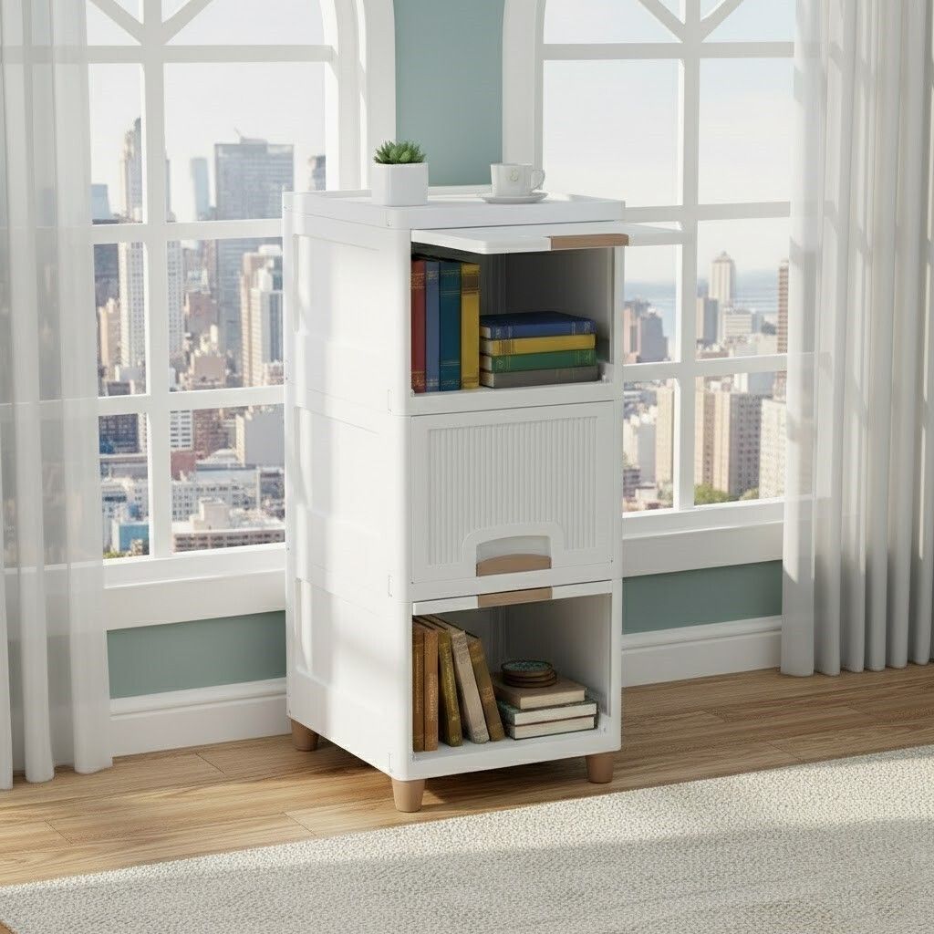 viseman Scrapbooking Supply Vertical Storage Hub Plastic Semi-Open Book Shelf-picture-10