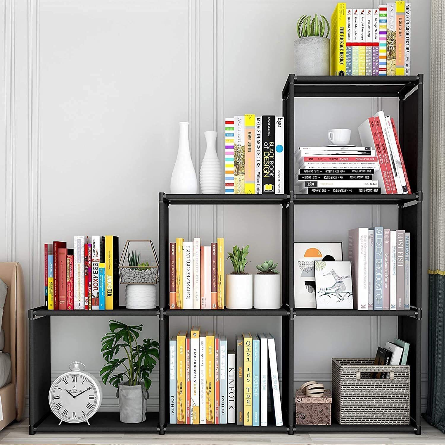 Plastic Metal 6 Shelf Book Organizer Plastic Open Book Shelf-image-22