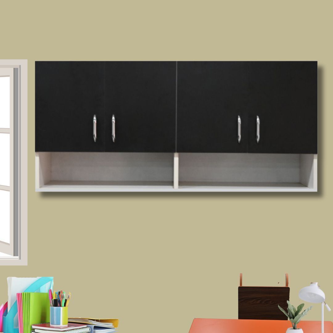 speciality panels 4 Doors Modular Wall Cabinet with Organizer Shelf & Termites Resistance Engineered Wood Semi-Open Book Shelf-picture-17
