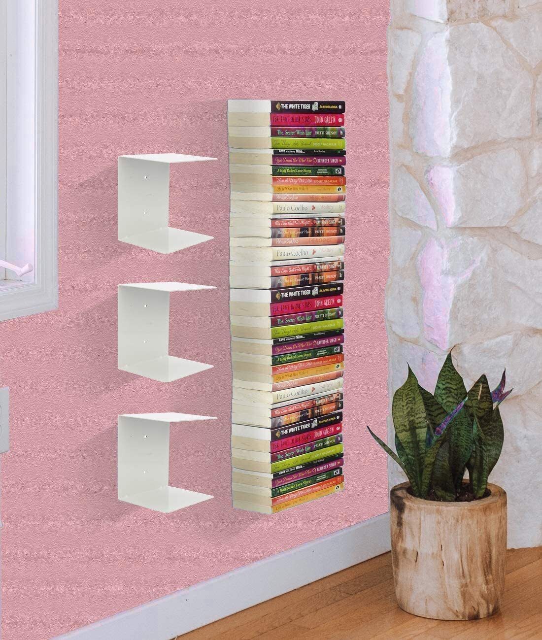 Book Shelf Wall Mounted Heavy Duty Metal Invisible Book Shelves Metal Open Book Shelf-image-1