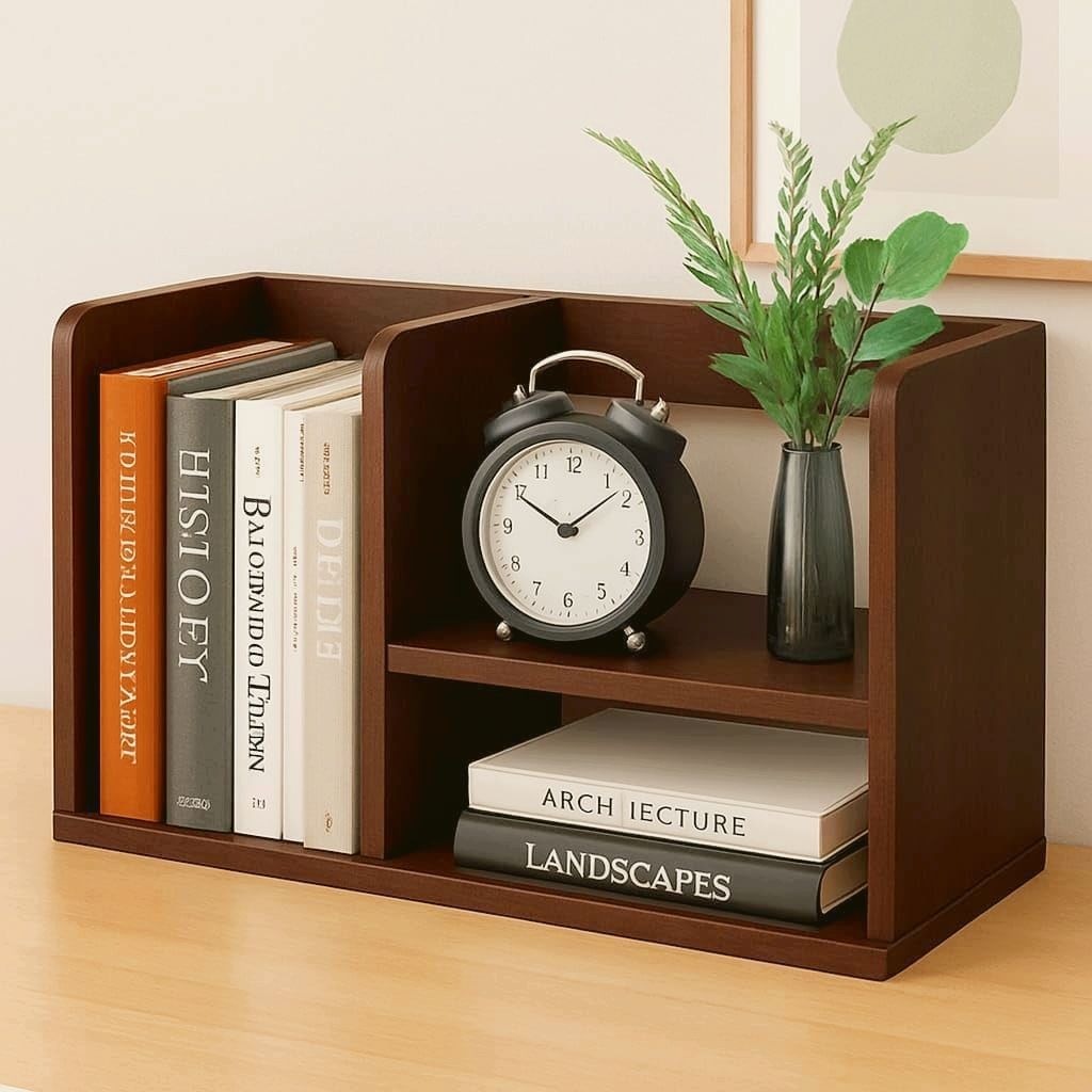 dime store Wood Table-Mount Office Storage Organizer Rack Multi-Compartment Desktop Shelf Engineered Wood Open Book Shelf-picture-33