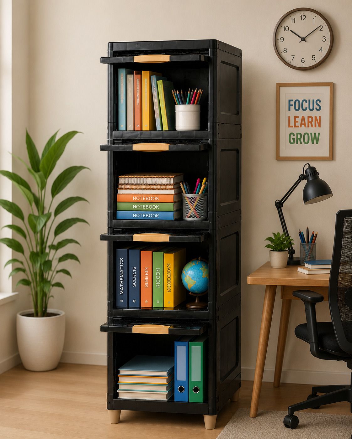 4 LAYER Foldable Plastic Book Shelf Storage Cabinet Plastic Semi-Open Book Shelf-image-9