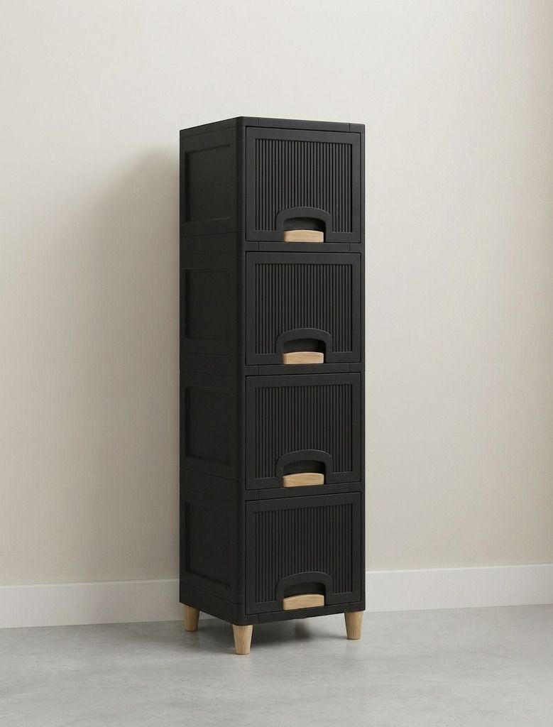 Drawer Storage Organizer Multipurpose Plastic Free Standing Cabinet Plastic Open Book Shelf-image-1