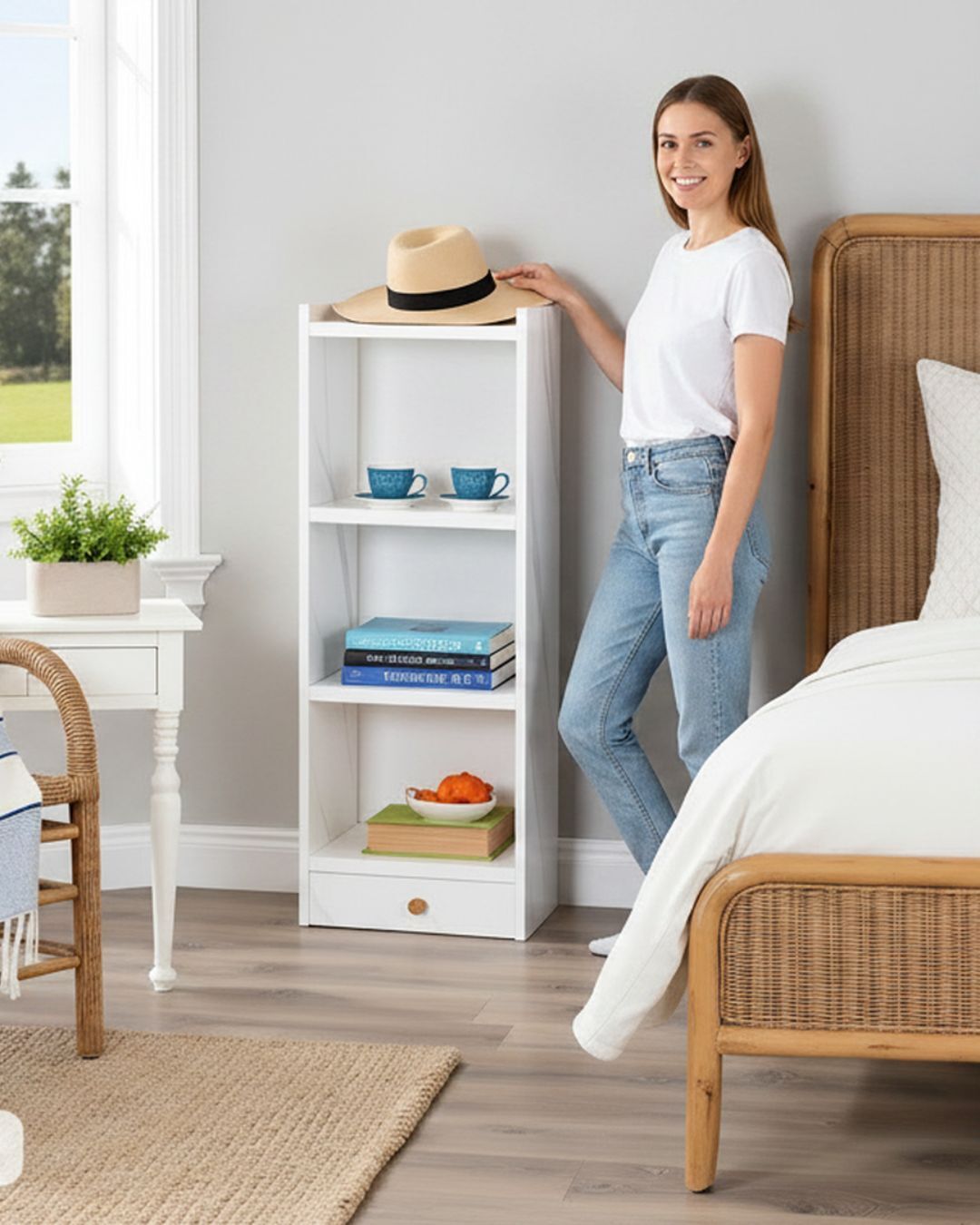 sbf furniture Modern Compact Wooden Bookshelf – 3 Tier Ladder Shelf for Home & Office Decor Engineered Wood Open Book Shelf-picture-35