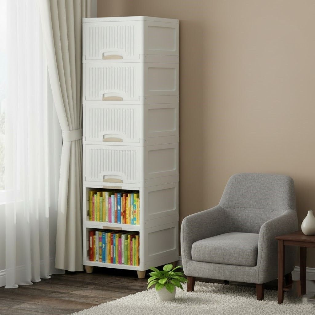 Designer Desktop Tool and Part Organizer Plastic Semi-Open Book Shelf-image-13