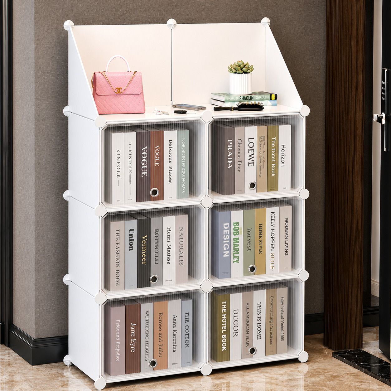 hayosha 6-Door 6-Shelf Plastic Adults Book Organizer Multipurpose Metal Open Book Shelf-picture-31
