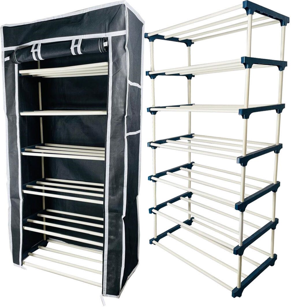 turbomax Multipurpose shoe rack/Wardrobe Heavy Material PVC Plastic Pipes with cover Plastic Open Book Shelf-picture-11