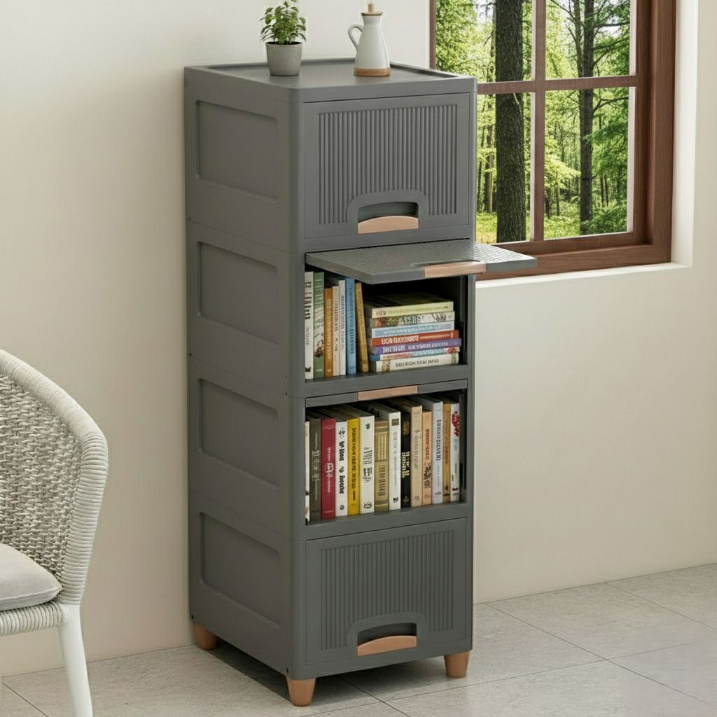 suptikes Multipurpose Space Saving Plastic Cabinet Rack Plastic Open Book Shelf-picture-27