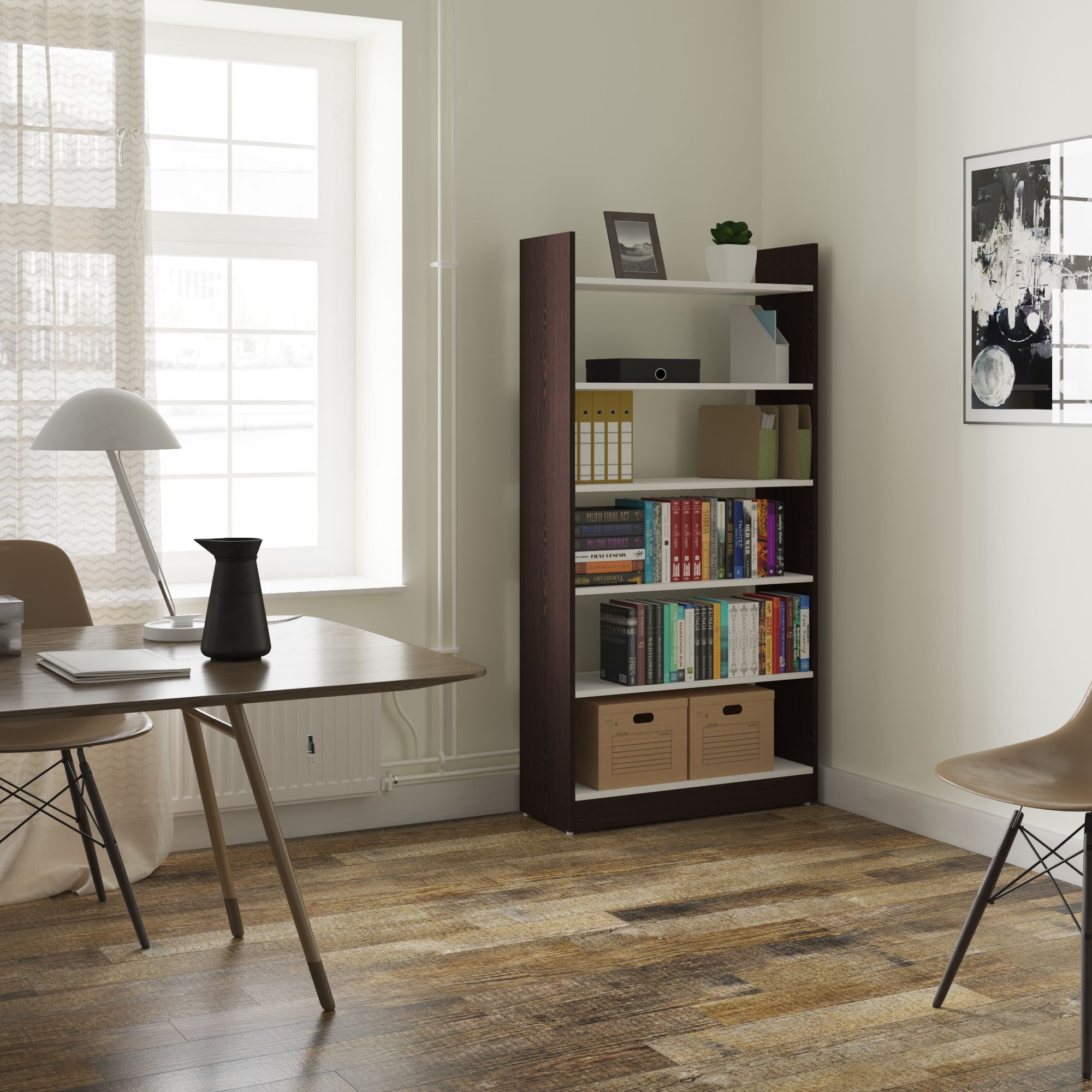 Annie Engineered Wood Bookshelf/ Book Cabinet/ Book Rack, 6 Shelves (Wenge) Engineered Wood Open Book Shelf-image-14