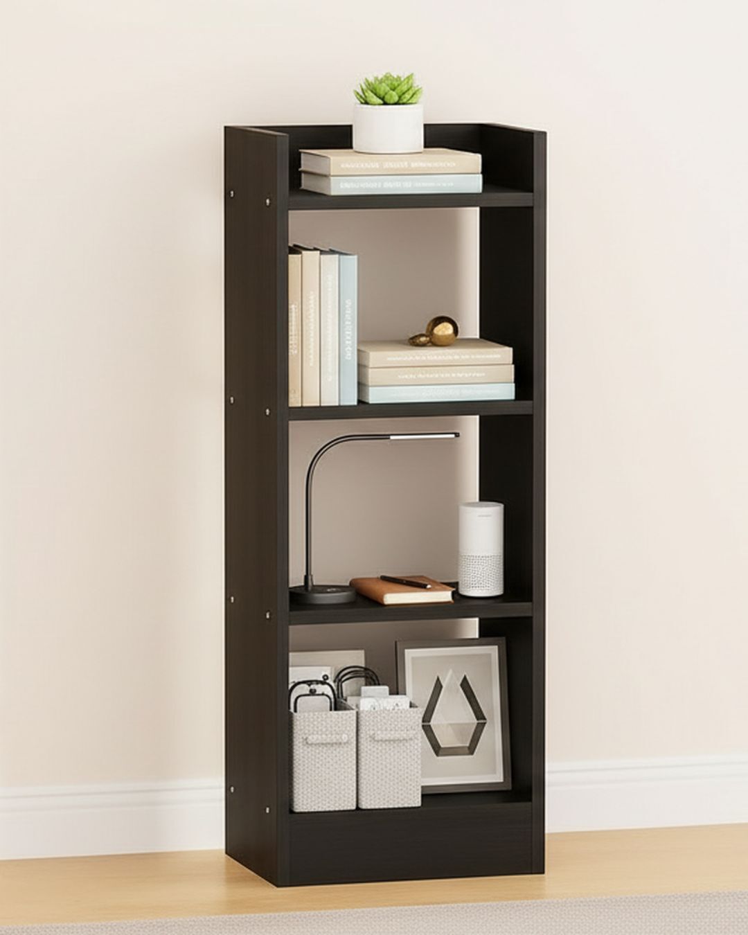Modern Compact Wooden Bookshelf – 3 Tier Ladder Shelf for Home & Office Decor Engineered Wood Open Book Shelf-image-8