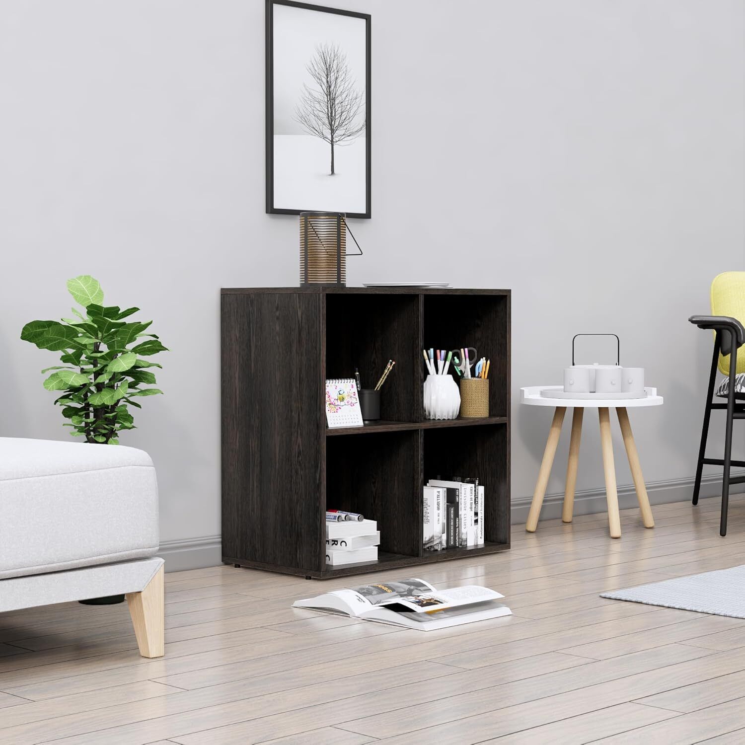 hexa red Wooden Book Shelf for Home, Living Room, Office, Multipurpose Rack, Engineered Wood Open Book Shelf-picture-0