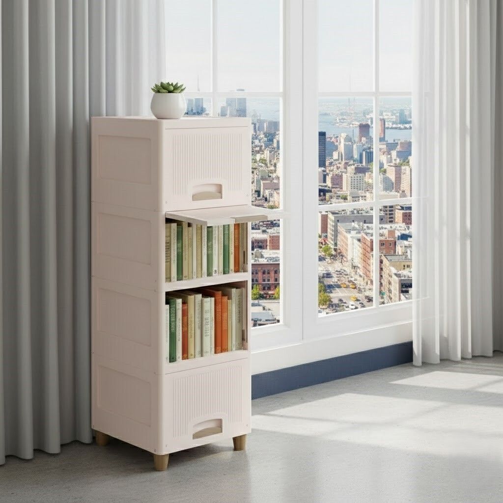 Scrapbooking Supply Vertical Storage Hub Plastic Semi-Open Book Shelf-image-2