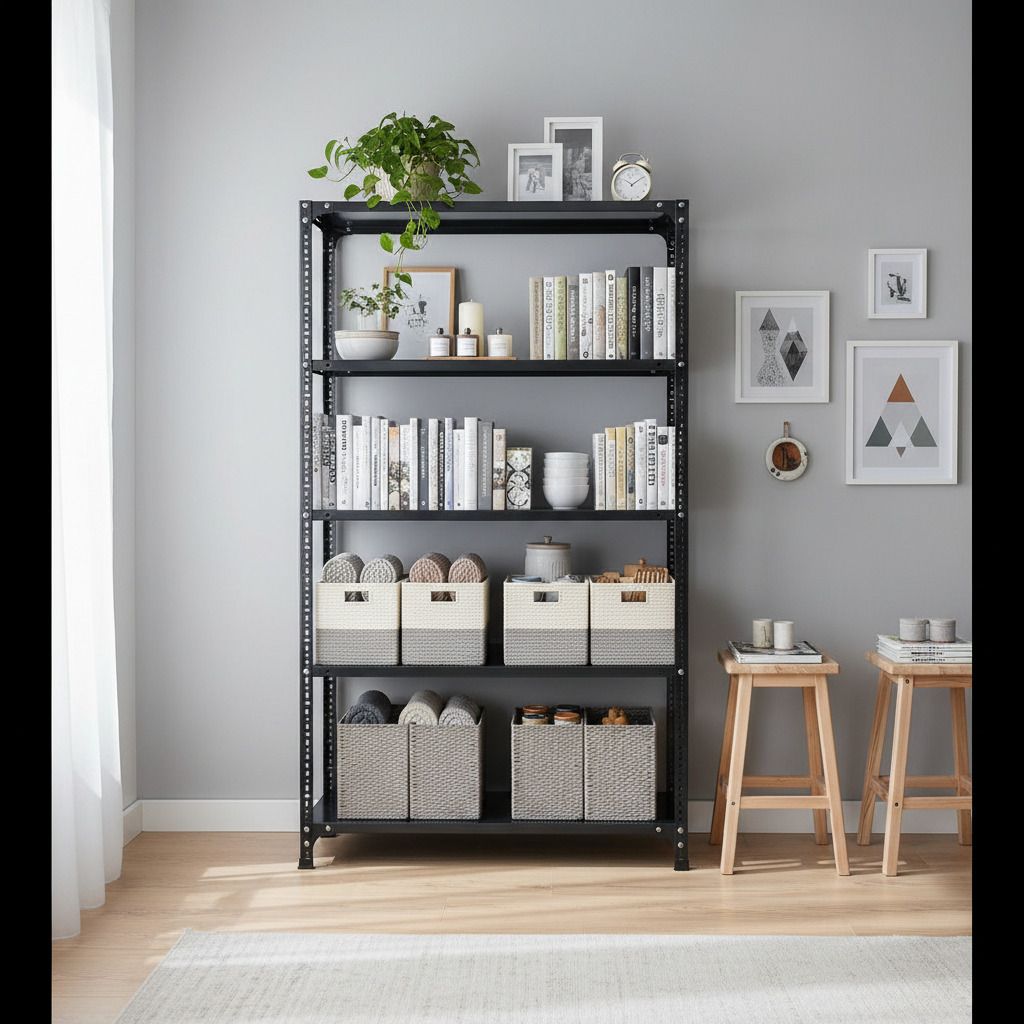 flipkart smartbuy Slotted Angle CRC Sheet 5 Shelves Multipurpose Storage Metal Open Book Shelf-picture-15