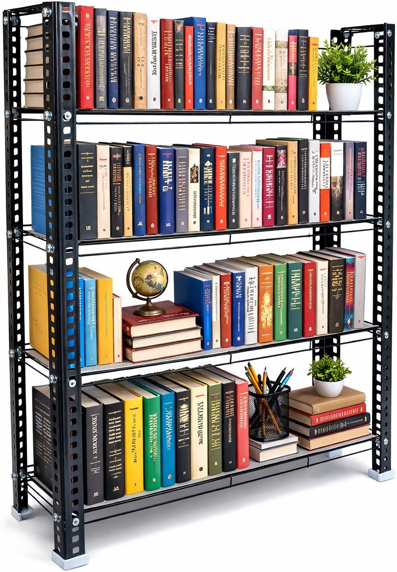 4 Tier Metal Bookshelf | Multipurpose Book Storage Rack for Home & Office Metal Open Book Shelf-image-29