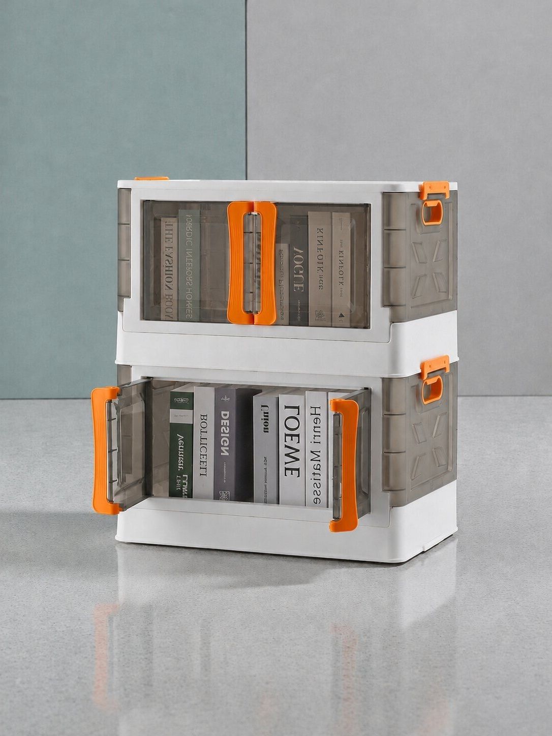 alitex 2 LAYER Foldable Transparent Door Plastic Semi-Open Book Shelf-picture-5