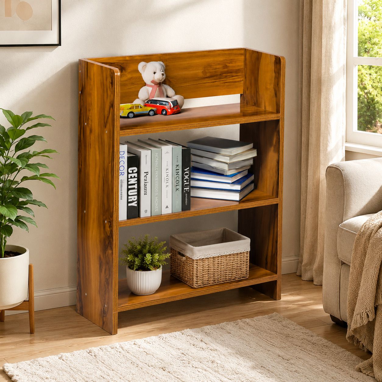 YNS-07 Wooden Bookshelf Series Engineered Wood Open Book Shelf-image-6