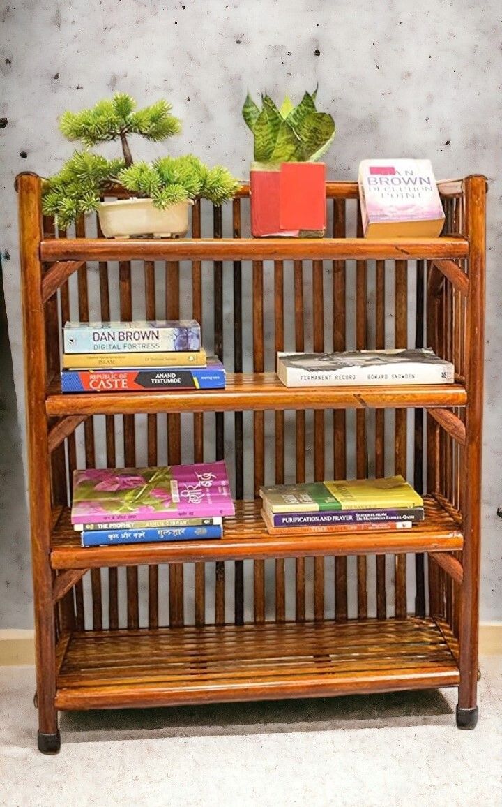 evra Cane bamboo Bookshelf Multipurpose Home Decor Storage Rack Showcase Organizer Engineered Wood Open Book Shelf-picture-21