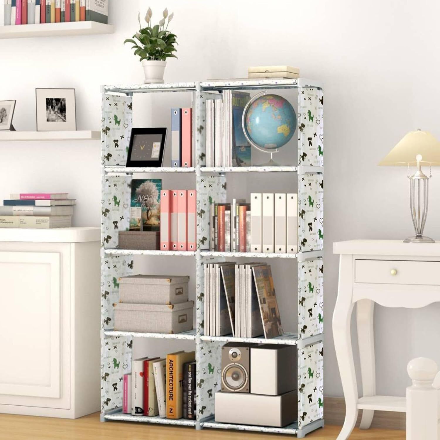 Plastic Metal 9 Shelf Book Organizer Plastic Open Book Shelf-image-21