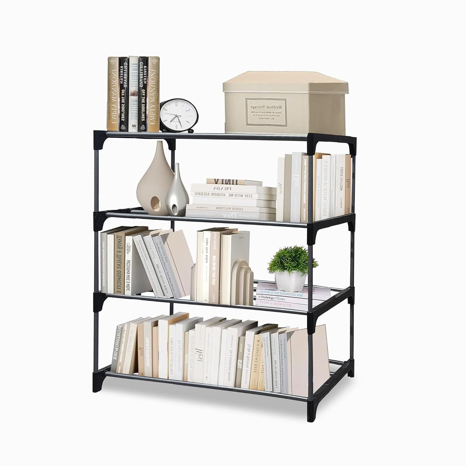 4 Tier Book Self Portable Book Shelf, Kids Books Racks for Home Plastic Open Book Shelf-image-21