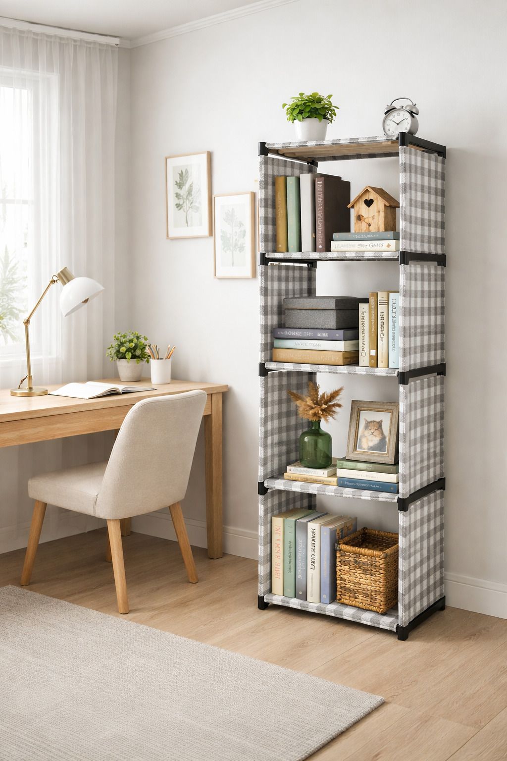 lotspek 5 LAYER BOOKSHELF FOR HOME WITH 140 GSM HEAVY FABRIC COVER FOR DUST PROOF Fabric Semi-Open Book Shelf-picture-42