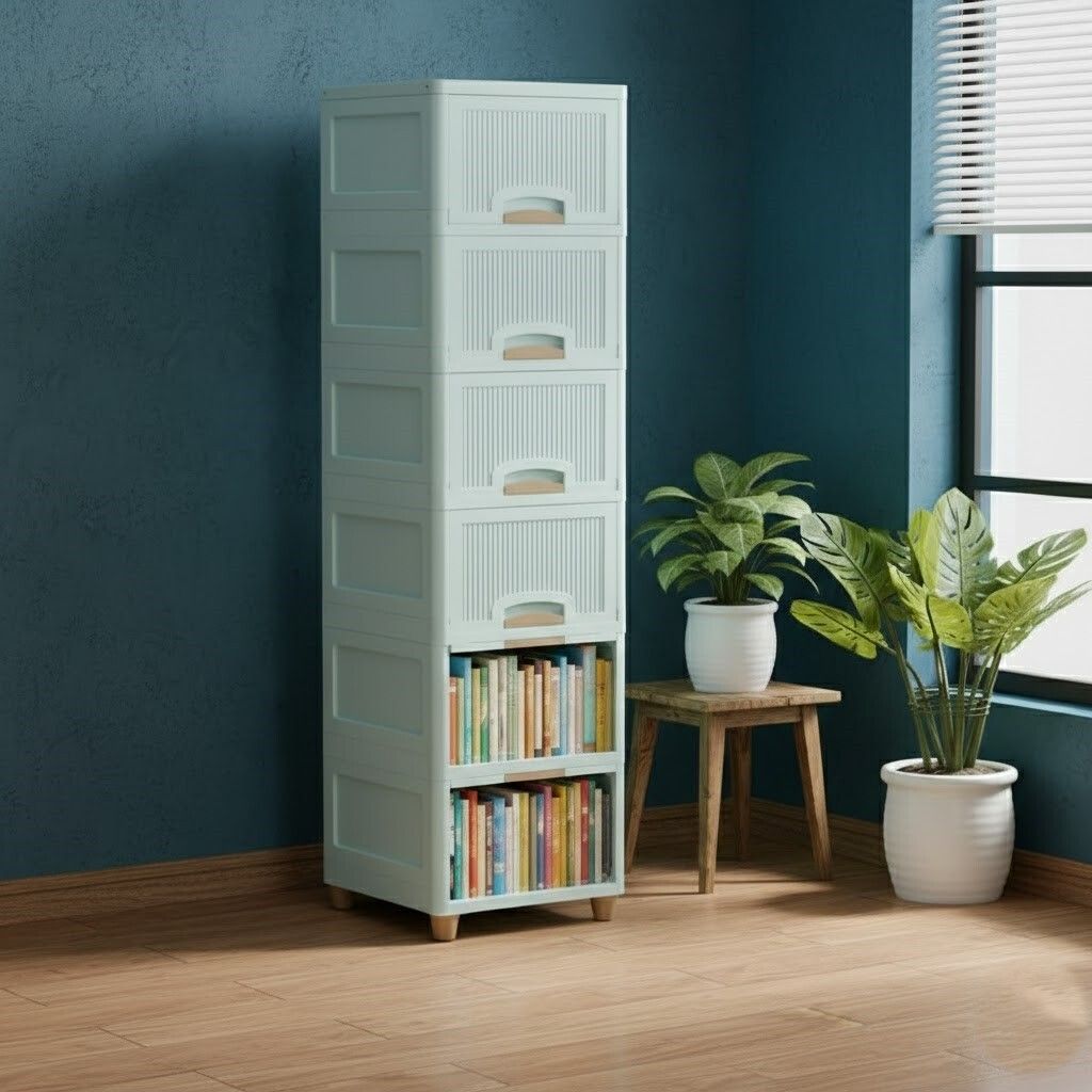 Designer Desktop Tool and Part Organizer Plastic Semi-Open Book Shelf-image-12