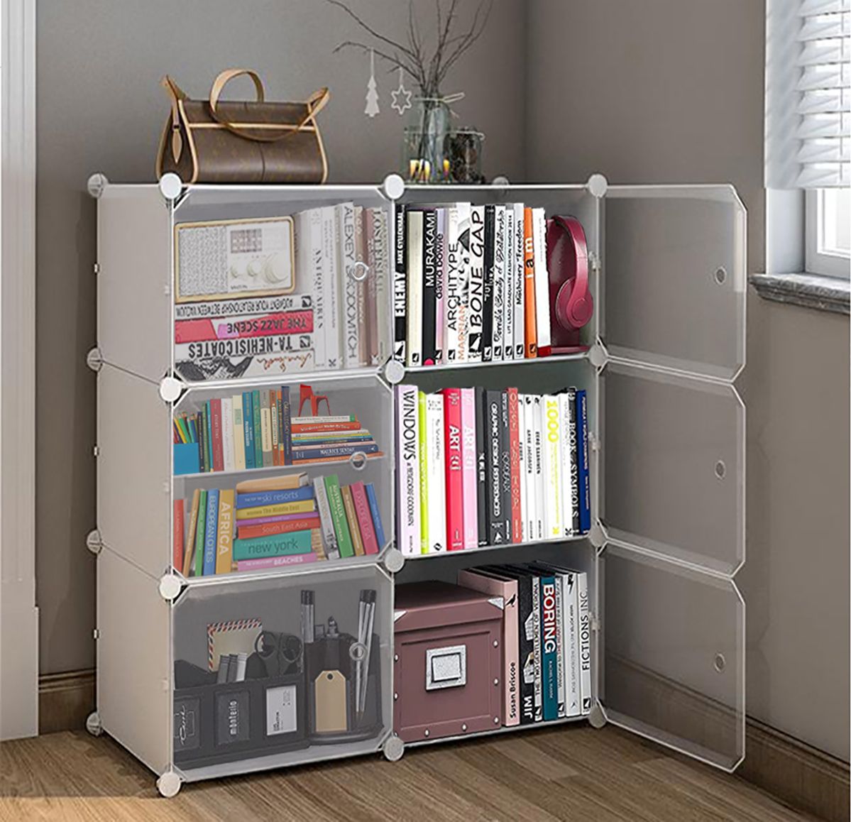 sasimo Plastic Metal 6 Shelf Book Organiser Metal Open Book Shelf-picture-26