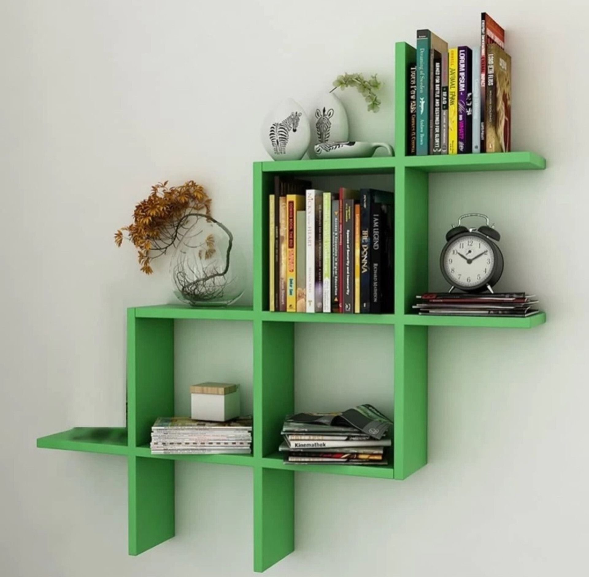 Modern Geometric Wall Shelf Solid Wood Open Book Shelf-image-10