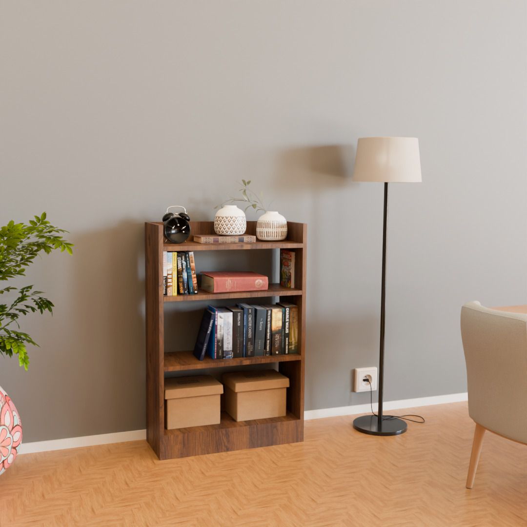 AURA 4 Tier Walnut 91 x 61 x 24 cm fits 50 to 80 Books Engineered Wood Open Book Shelf-image-30