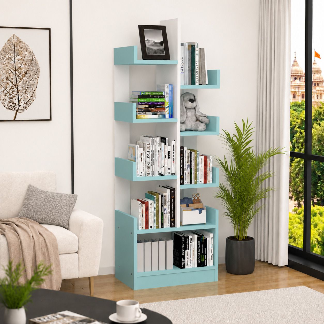 rooso living Bodhi Bookshelf | Modern Space Saving Display Shelf Living Room, Bedroom&Office Engineered Wood Open Book Shelf-picture-0